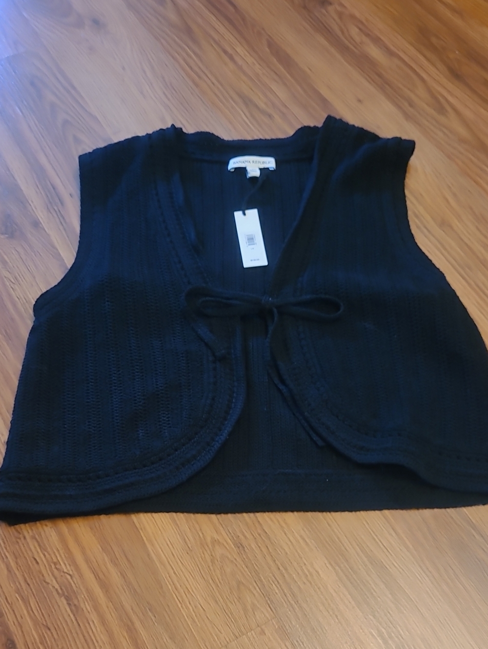 Banana Republic Black Knit Tie-Front Cropped Vest